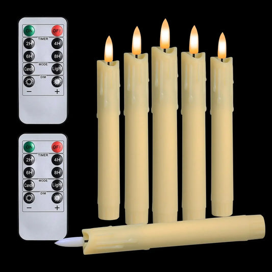Flameless LED Taper Candles 6 Pack Battery Operated with 10-Key Remote 3D Wick Light for Christmas Wedding Home Decor