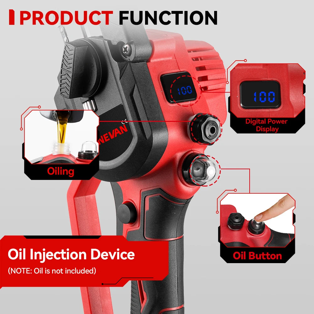 8Inch Brushless Electric Saw Cordless Oil Electric Chain Saw Digital Display Woodworking Power Tool For Makita 18V Battery Pin