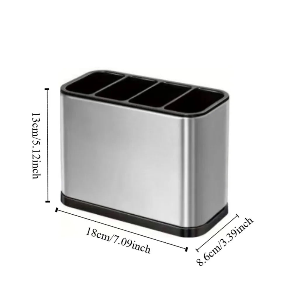 Stainless Steel Kitchen Cutlery Organizer Drainable Rust Proof Chopstick Shelf Box Compartment Large Capacity Spoon Storage Rack
