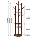 Rotating Wooden Coat Rack Durable Floor Standing Clothes Hanger Bedroom Clothes Rack Stand Space-Saving Storage Rack