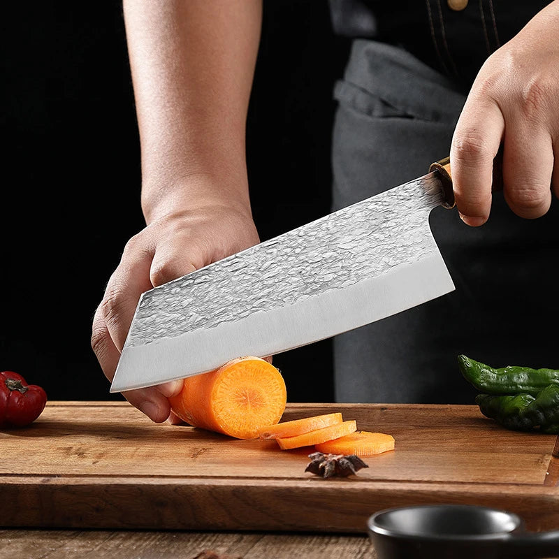 Japanese-style kitchen knife, kitchen cooking accessories, hand-forged stainless steel multi-purpose knife, gift box included