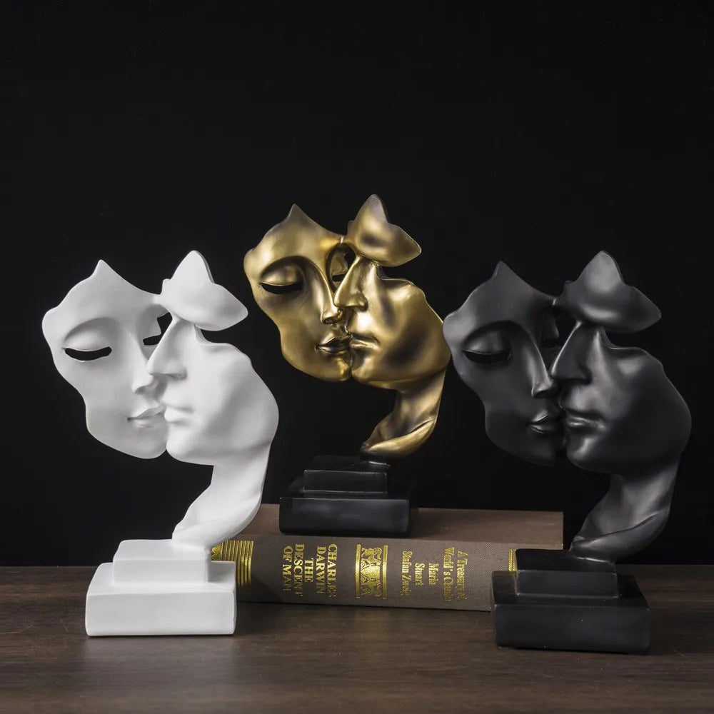 Vilead Nordic Mask Abstract Statue Resin Golden Figurines Home Decoration Accessories Office Living Room Interior Desktop Decor