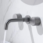 Luxury black bathroom concealed faucet wall-mounted design, double handle, 3-hole cold and hot dual-control brass basin Tap