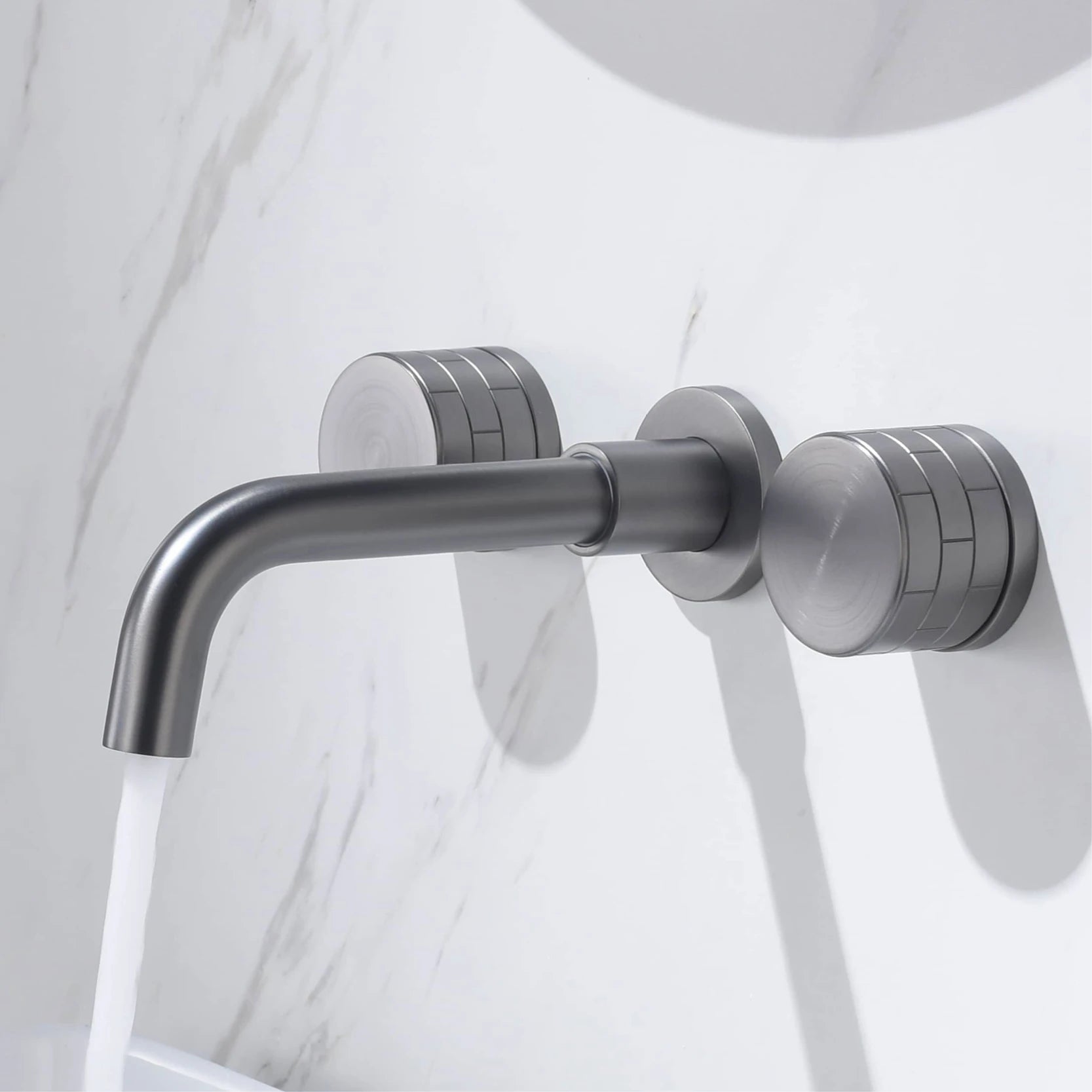 Luxury black bathroom concealed faucet wall-mounted design, double handle, 3-hole cold and hot dual-control brass basin Tap