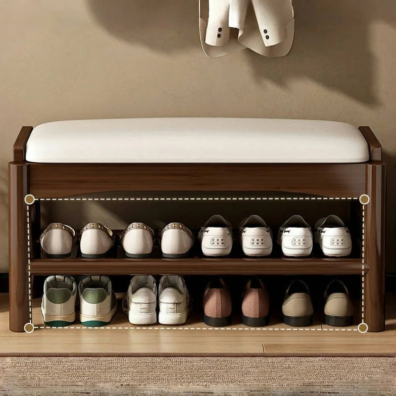 Shoe changing stool, home entrance shoe rack, can sit, in door shoe stool, solid wood shoe cabinet, living room entrance storage