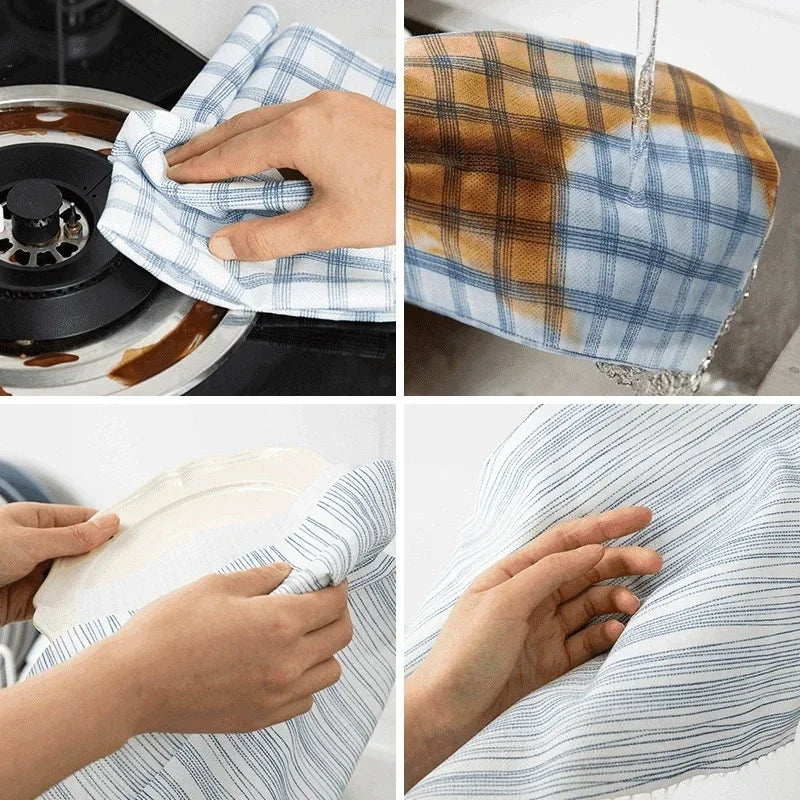 Cleaning Cloths - Super Absorbent Wet & Dry Design, Kitchen Restaurant Cleaning Essentials, Woven Disposable Dish Towels