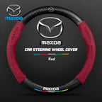 For Mazda 2 3 5 6 CX-4 CX-5 CX-7 CX-8 CX-30 CX-50 MX5 Miata RX-7 RX-8 Axela Atenza Car Carbon Fiber Leather Steering Wheel Cover