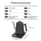 Gooseneck Electric Kettle 1L 1200W Intelligent temperature controlled hand brewed coffee pot Rapid Heating Kettle 110v/220v