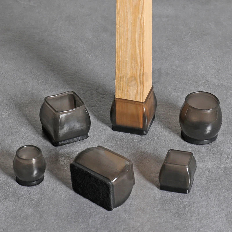 6 Size 4pcs black anti slip chair cover leg caps rubber floor feet protector pads furniture chaises sofa chaises legs fittings