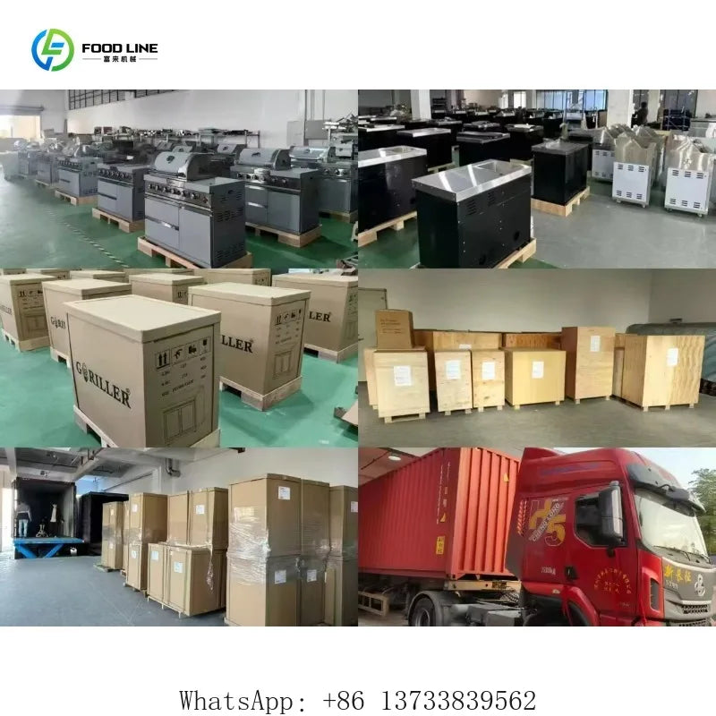 Customized Outdoor Kitchen Professional Waterproof Stainless Steel Barbecue Cabinet With Gas Grill Refrigerator Sink
