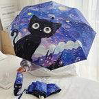 Cartoon Cat Purple Folding Umbrella Professional Sun Protection And UV Protection Umbrella Dual use of Rain and Sunny Automatic