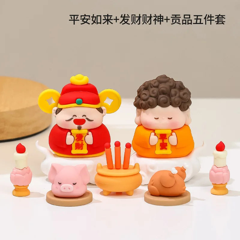 Chinese mini Fairy Ornaments Guanyin Desktop God of Wealth Mascot Crafts Buddha Shrine Entrance Decoration Car Ornaments