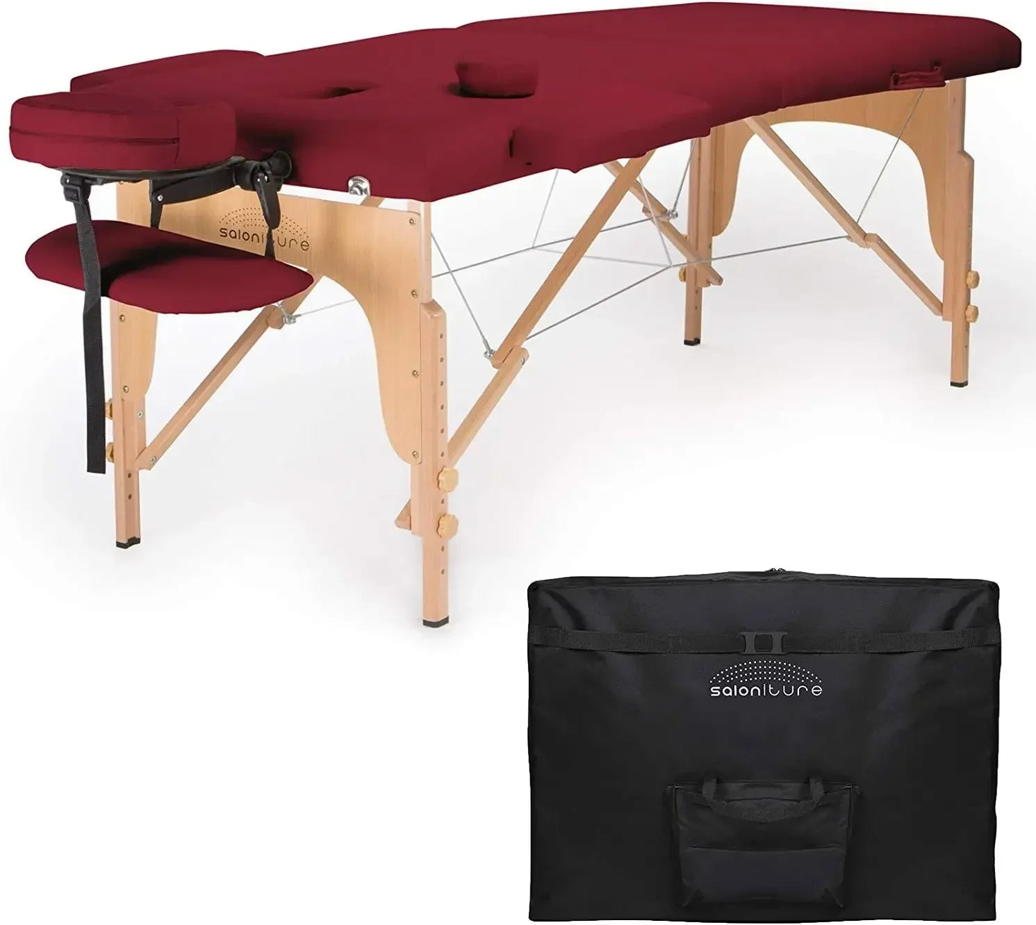 Professional Portable Folding Massage Table with Carrying Case - Burgundy