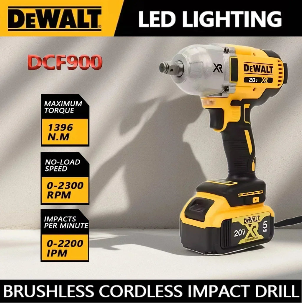 DEWALT DCF900 kit 1/2 inch brushless cordless high torque impact wrench, 1396N. M, power tool DEWALT 20V battery charger