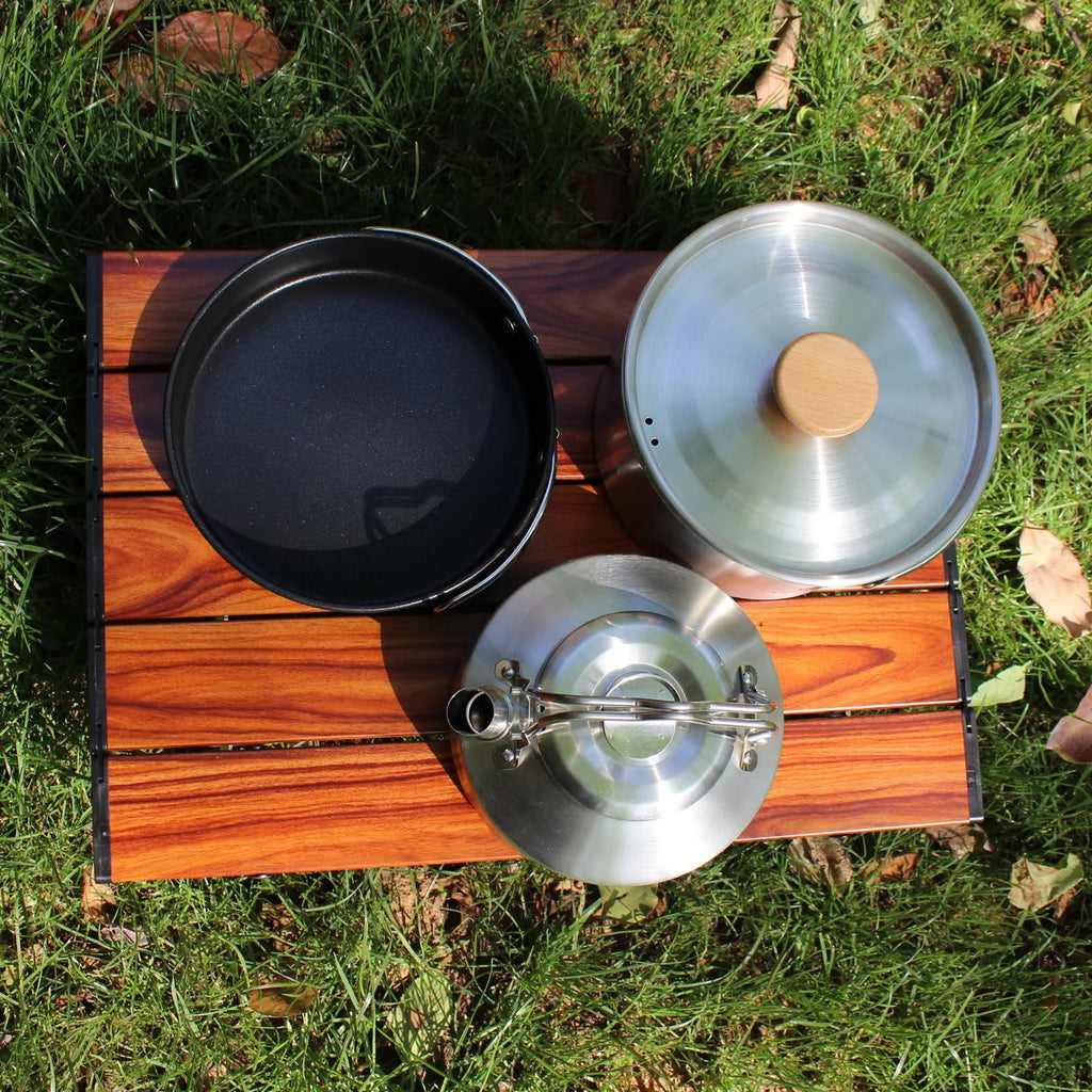 Leaftour Stainless Steel Camping Cookware Set Kettle Pot Pan - Outdoor Cooking Essentials for 2-3 Person
