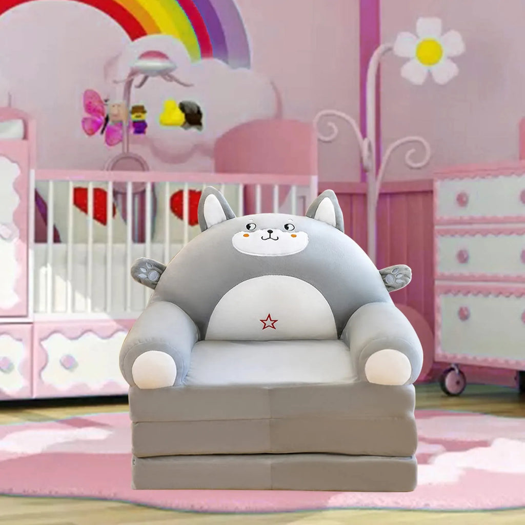 Plush Sofa Backrest Armchair 2 In 1 Foldable Cute Cartoon Lazy Sofa Children Flip Open Sofa Bed For Bedroom Folding Sofa Bed