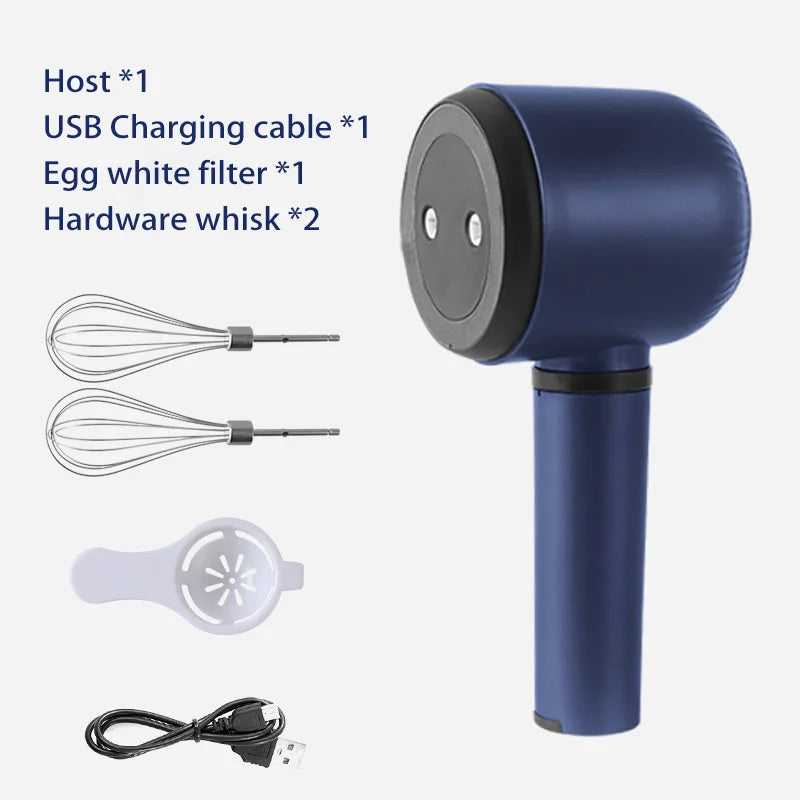 Cordless Hand Mixer Twin Stick Electric Whisk USB Rechargeable Handheld Electric Mixing 3 Speed Egg Beater For Baking