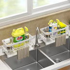 Stainless Steel Kitchen Sink Organizer | Sponge & Soap Storage | Faucet Holder & Towel Rack | Drain Rack with Shelf | Kitchen Ac