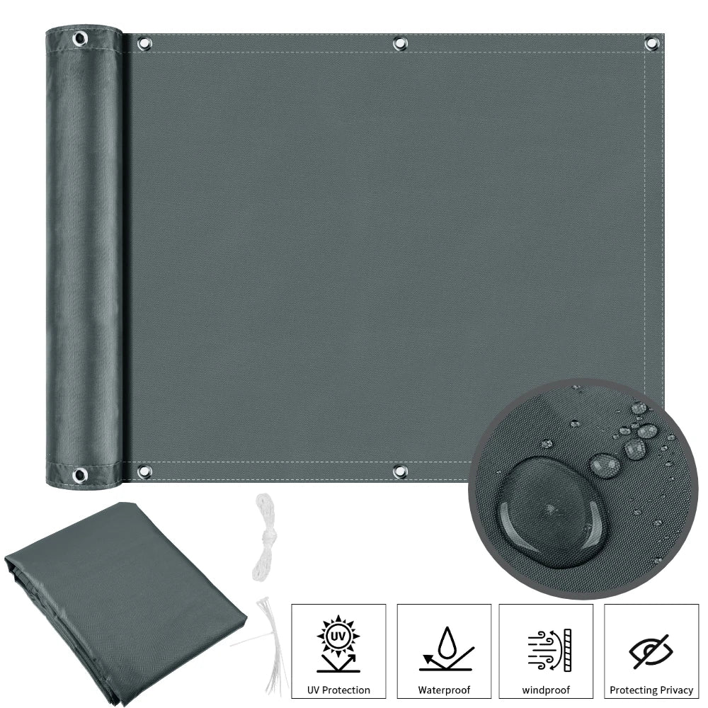 Balcony Privacy Screen Cover Fence Patio Waterproof Shade Cloth 95% UV Protection Shield Deck Shade Sail Garden Porch Pool Decor