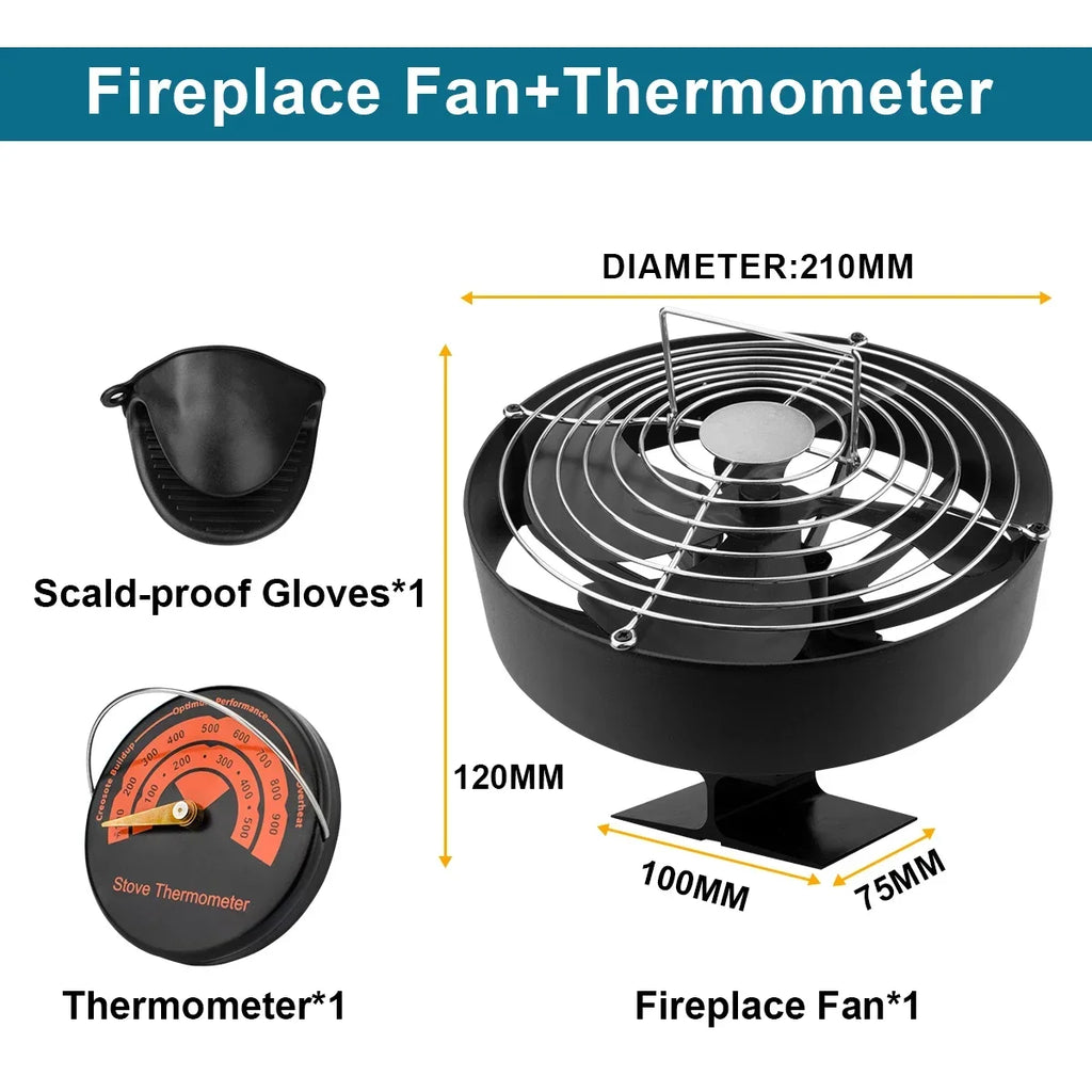 4 Blades Stove Fan Heat Powered Fireplace Fan Log Wood Burner Eco-fan Quiet Fireplace Fan Home Winter Warm Heat Distribution무동력팬