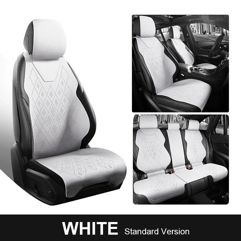 Universal Fit Car Accessories Suede Saddle Seat Cushion Pad Half Covered for 90% Sedan SUV Suede Universal Set Cover 5 Seats