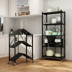 No-Installation Kitchen Storage Rack Multi-Purpose Rolling Cart Microwave Oven Stand Organizer Shelf for Countertop