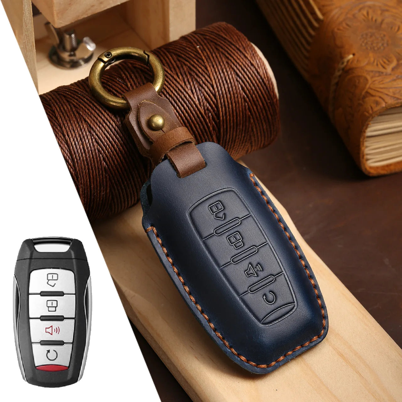 Car Key Case Cover Leather 4 Button Fob for Haval Jolion H6 H7 H4 H9 F5 F7 H2S Big Dog Great Wall Euler White Cat Keyring Holder