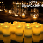 12/24Pcs Flickering LED Candles With/without Remote Electric Flameless Tealights For Valentine's Day Create Warm Ambiance Decor