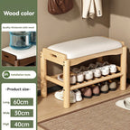 Shoe changing stool, home entrance shoe rack, can sit, in door shoe stool, solid wood shoe cabinet, living room entrance storage