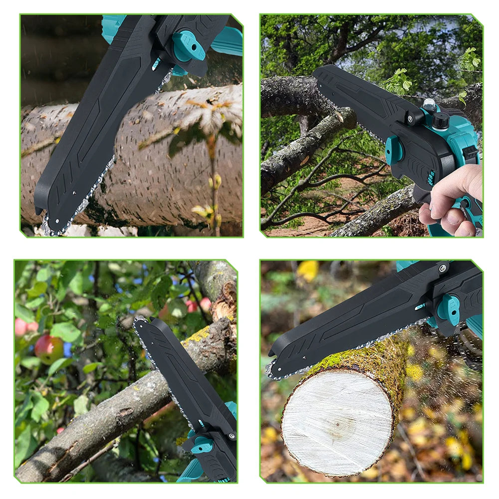 NEWBENY 8 Inch Brushless Electric Chainsaw with Oil Cordless Garden Pruning Chainsaw Woodworking Tool For Makita 18V Battery Pin