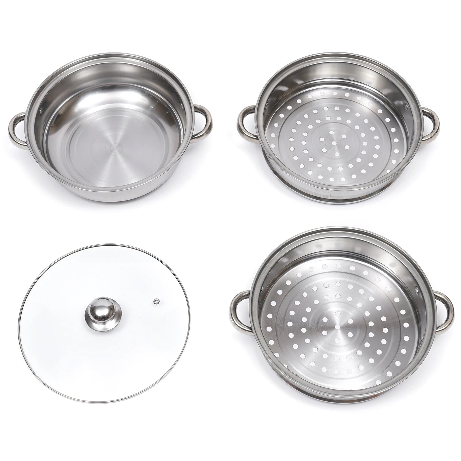 Stainless Steel Three Layer Thick Steamer Pot Soup Steam Pot Universal Cooking Pots for Induction Cooker Gas Stove