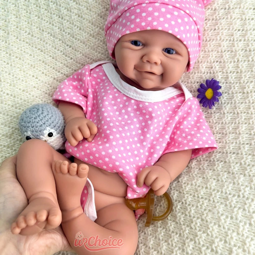 Lifelike 17Inch Baby Girl Vivienne Silicone Reborn Doll Handmade Soft Blue Eyes Adorable Rebirth Doll for Collector’s Gift