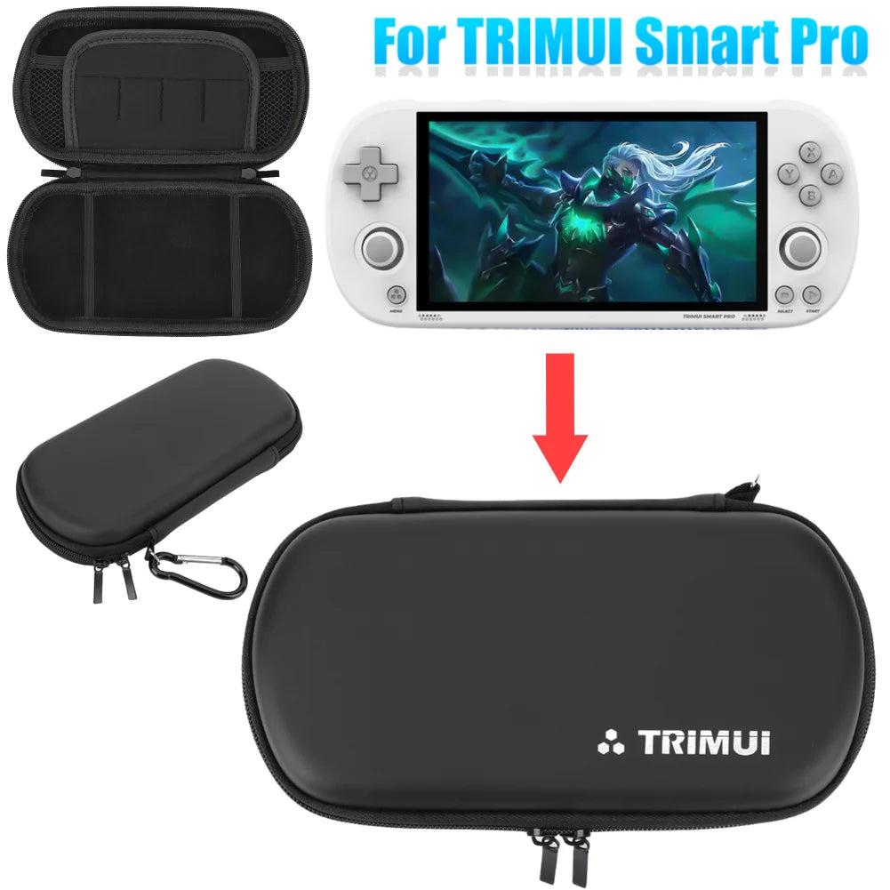 Hard EVA Carrying Case with Tempered Glass Film Hard Shell Storage Bag Waterproof for Trimui Smart Pro Handheld Game Console
