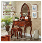 American all-solid wood dresser European retro carved dresser with mirror