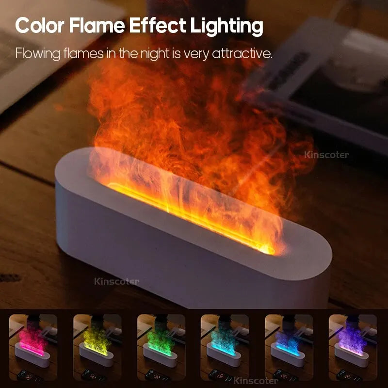 Newest RGB Flame Aroma Diffuser Humidifier USB Desktop Simulation Ligh