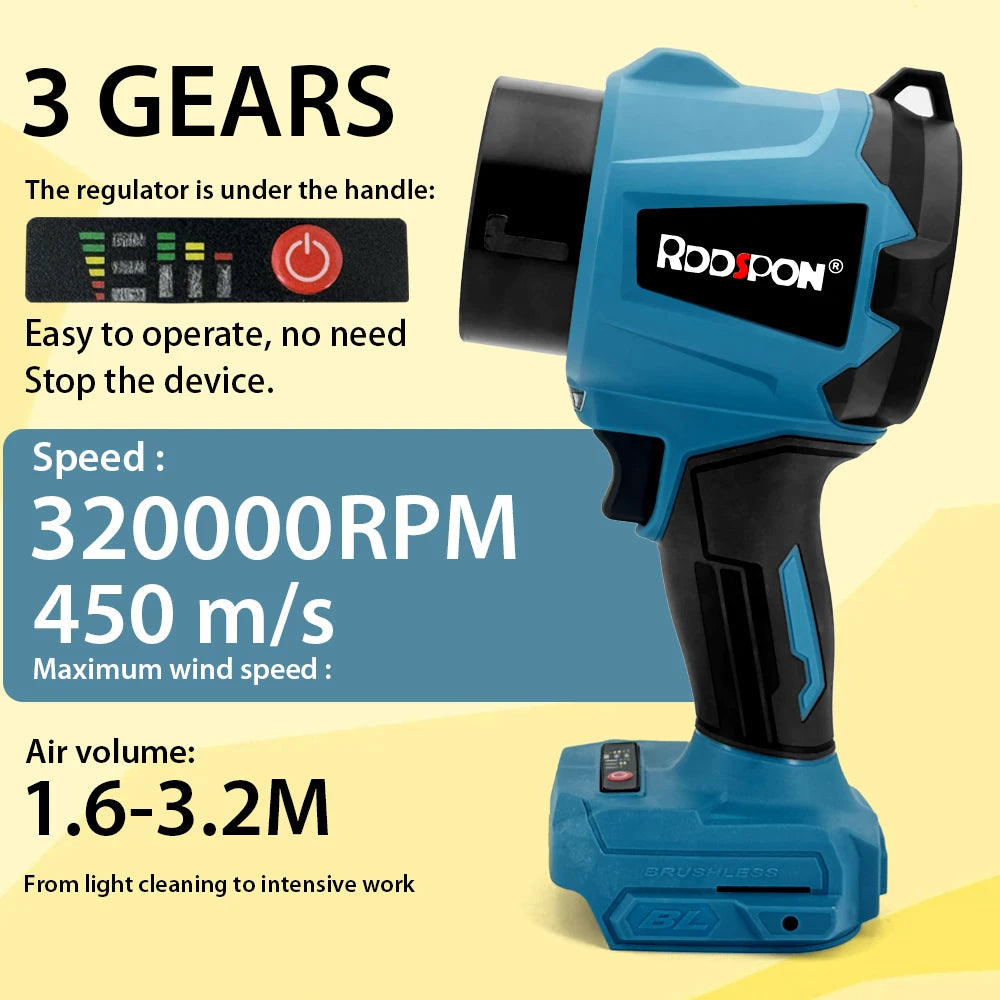 3000W Brushless Powerful Air Blower 450m/s Turbo Jet Blowers 320000rpm Handheld Leaf Blower For Makita Battery Tools Power