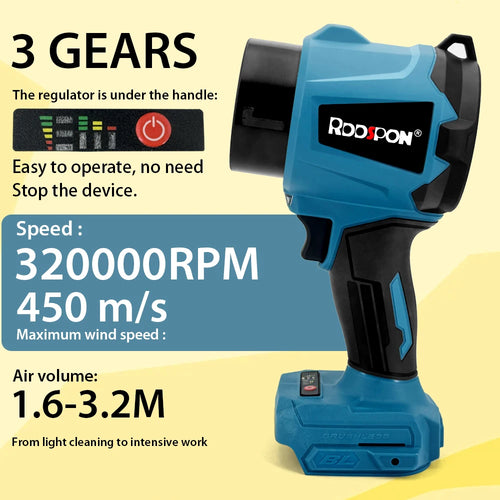 3000W Brushless Powerful Air Blower 450m/s Turbo Jet Blowers 320000rpm Handheld Leaf Blower For Makita Battery Tools Power