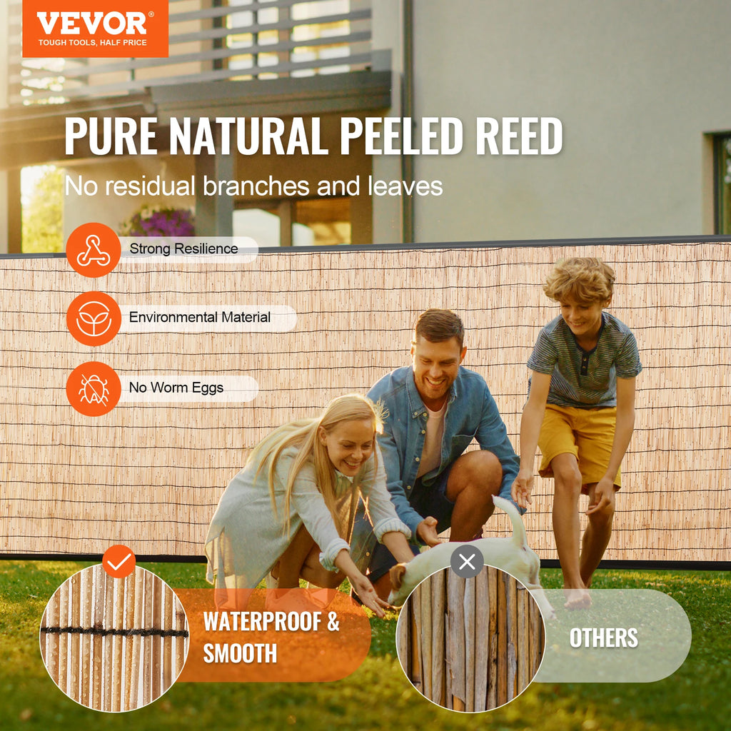 VEVOR Natural Reed Fencing 5.5 ft x 16.4 ft Balcony Reed Fence Roll for Outdoor Backyard Patio Backyard Garden Fencing Divider