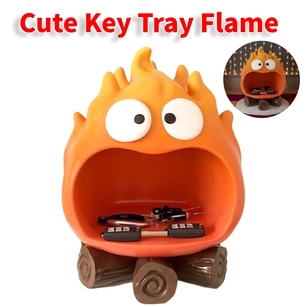 Cute Key Tray Flame Entryway Candy Dish Creative Key Holder Bowl Decorative Key Tray Novelty Desk Figurines Table Ornament