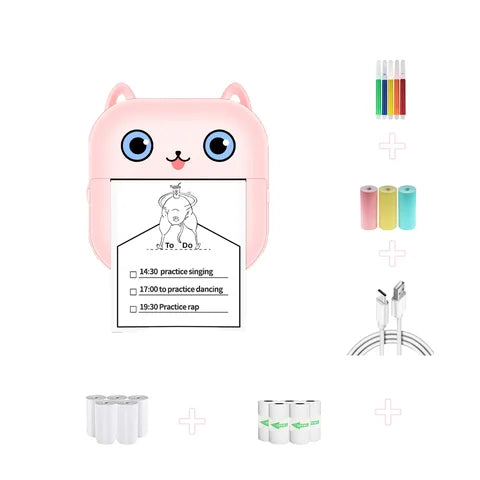 Portable Mini Thermal Photo Printer Cordless Label Printer Rechargeable Design Compact for Text Photos and Symbols for Printing