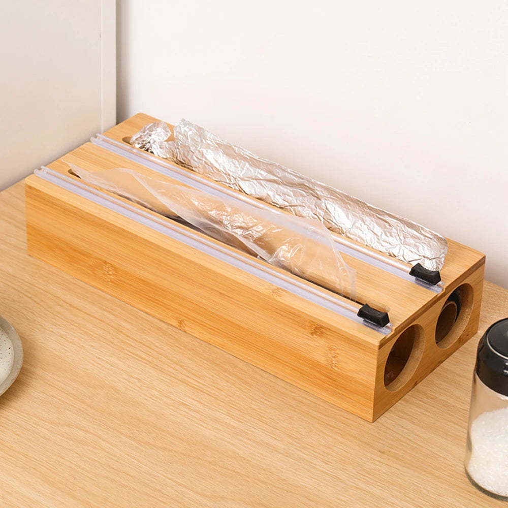 Kitchen Cling Wrap Dispenser, Plastic Cling Wrap, Aluminum Foil and Wax Paper Dispenser for Kitchen Drawer