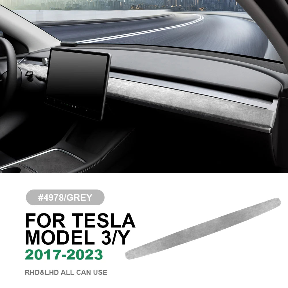 Italian Top Suede Car Dashboard Moulded Trim Sticker For Tesla Model 3 Model Y 2018 2019 2020 2021 2022 2023 Decor Accessories