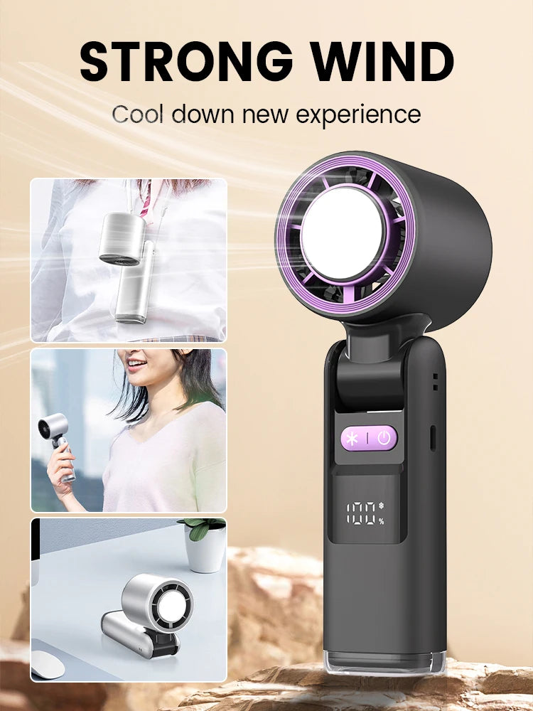 4000mAh Portable mini Fan 100 Wind Speeds Instant Cooling with Ice Mode Handheld fan USB Rechargeable electric fans Camping Fan