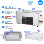 Ultrasonic Cleaner 1L 2L 3L 6L 10L 22L 30L Ultrasonic Bath EU UK Plug Portable Heated 600W Cleaning Washing Ultrasound Machine
