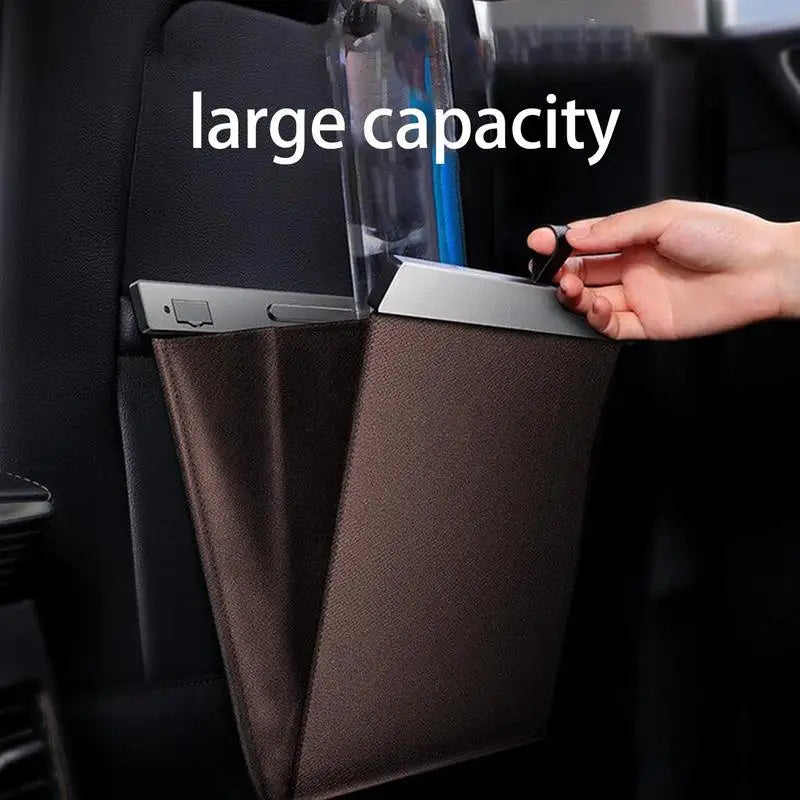 Car Backseat Hanging Garbage Bin PU Leather Vehicle Garbage Organizer Foldable Trash Can Car supplies For Car SUV Truck