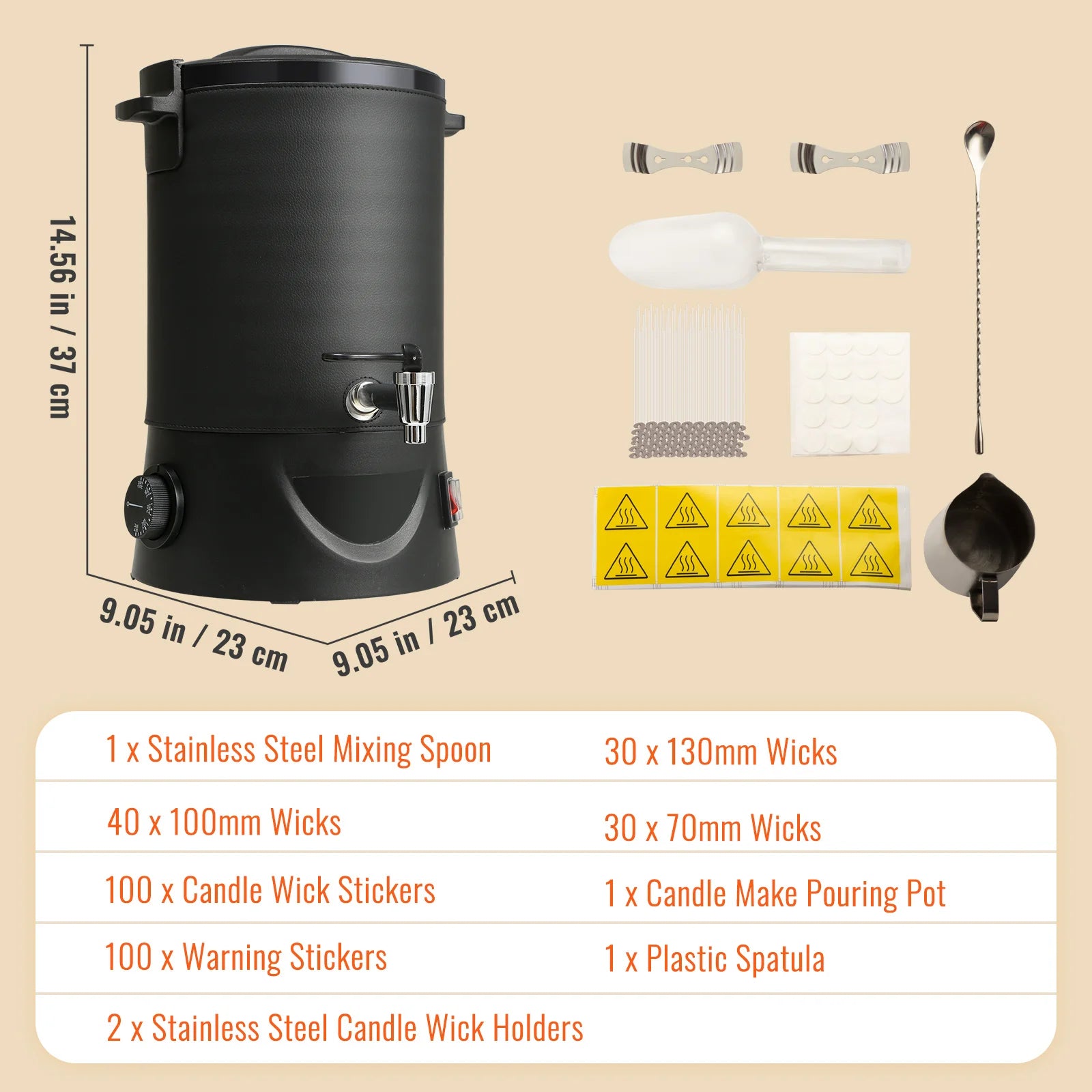 SucceBuy 6.5L 10L Wax Melter for Candle Making Large Electric Wax Melting Pot Easy Pour Spout 9-Level Temperature Control