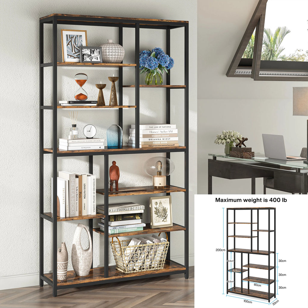 67 Inch Book Shelf, 5 Tier Industrial Etagere Bookcase with Open Shelves, Tall Bookshelf for Living Room, Bedroom, Home Office