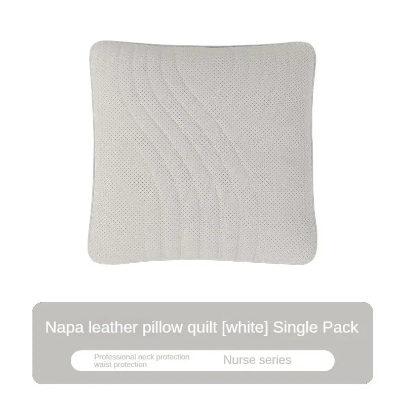 Car Seat High-end Leather Pillow Neck Driving Seat Headrest Back Cushion Luxury Universal Auto Lumbar Support Waist Head Qulit
