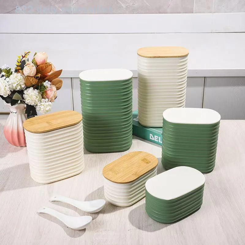 Wooden Efficient Pantry Storage And Lid Food Storage Jar - Sealed Kitchen Organizer Container With Lid For Organization
