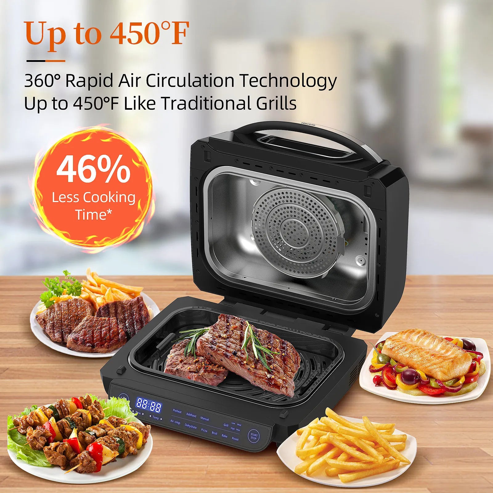 TopStrong 8 in 1 6L Capacity Touch Control Electric Hot Air Fryer Grill